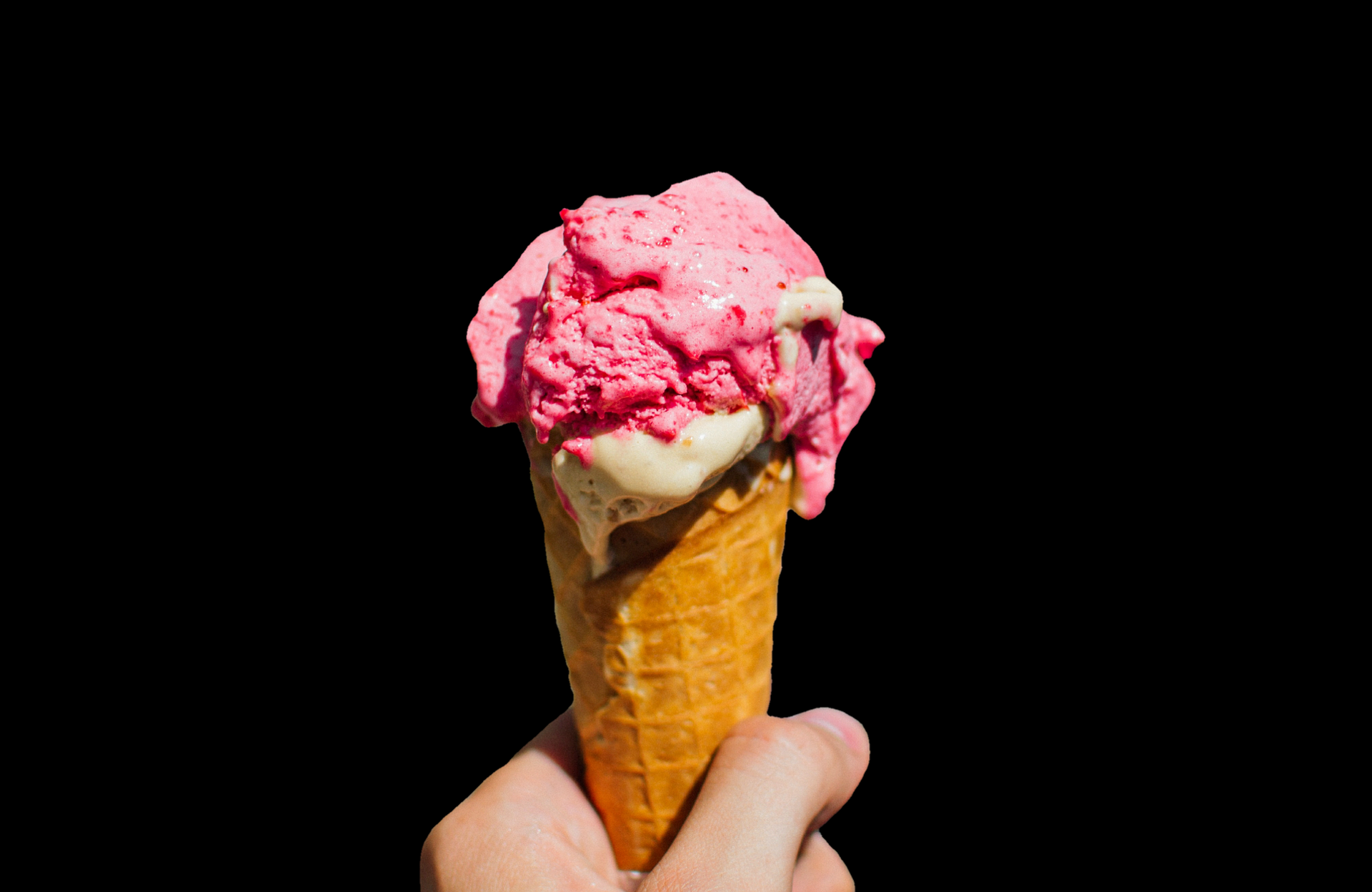 Eis in der Waffel